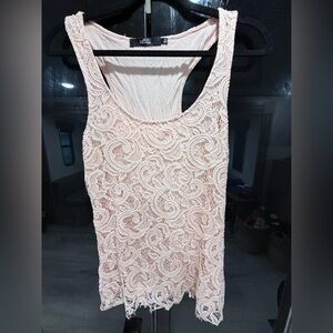 BKE Pink Lace Tank Top